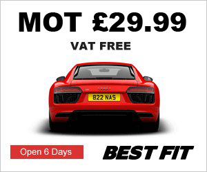 Cheap MOT in Glasgow for only �29.99 at Best Fit.  MOT is VAT Free - Open 6 days.